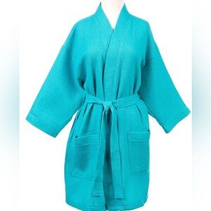 Essentials Turquoise Waffle Kimono Top
